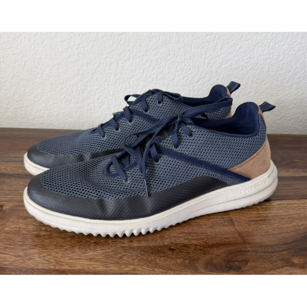 Cole Haan Grand+ Versiq Mens Size 12 Athletic Sneakers Navy Blue Mesh suede GUC